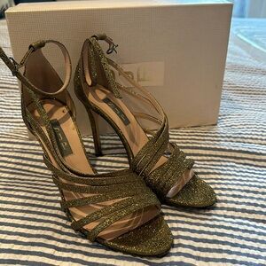 SJP Benson Gold Glitter Heels